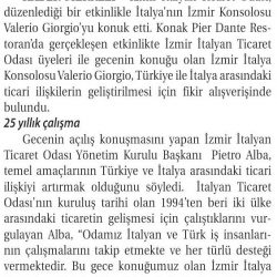 06.05.2019-Türkiye ile İtalya Arasındaki Ticareti Katlayacaklar(Ticaret Gazetesi İzmir)
