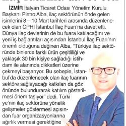 27.02.2017-İtalyan Ticaret Odası İlaç Fuarına Davet Etti(İzmir 9 Eylül Gazetesi)
